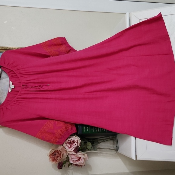 Embroidered Pioner Woman Dress Medium 8/10 Casual Lounge Vacation Cruise Party - Picture 3 of 10